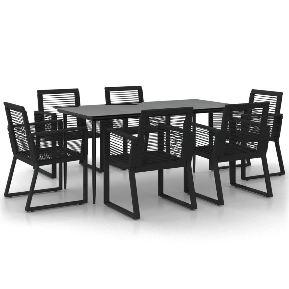 vidaXL Set mobilier de grădină, 7 piese, negru, ratan PVC