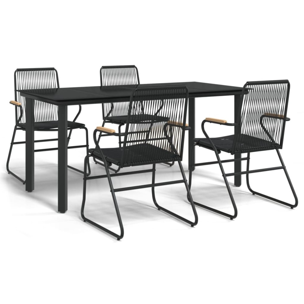 vidaXL Set mobilier de grădină, 5 piese, negru, ratan PVC