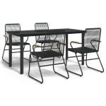 vidaXL Set mobilier de grădină, 5 piese, negru, ratan PVC