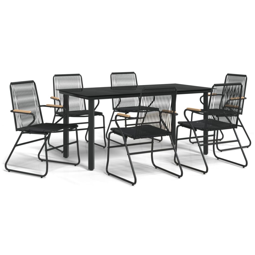vidaXL Set mobilier de grădină, 7 piese, negru, ratan PVC
