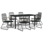 vidaXL Set mobilier de grădină, 7 piese, negru, ratan PVC