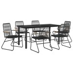 vidaXL Set mobilier de grădină, 7 piese, negru, ratan PVC