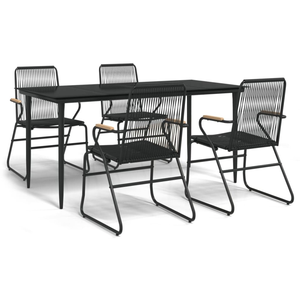 vidaXL Set mobilier de grădină, 5 piese, negru, ratan PVC