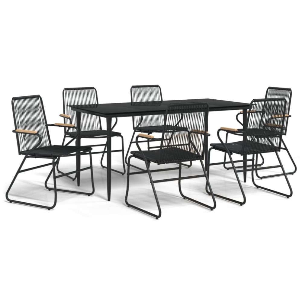 vidaXL Set mobilier de grădină, 7 piese, negru, ratan PVC
