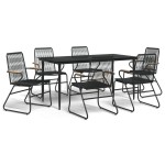 vidaXL Set mobilier de grădină, 7 piese, negru, ratan PVC