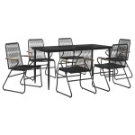 vidaXL Set mobilier de grădină, 7 piese, negru, ratan PVC