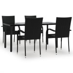 vidaXL Set mobilier de grădină, 5 piese, negru, poliratan