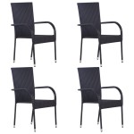 vidaXL Set mobilier de grădină, 5 piese, negru, poliratan