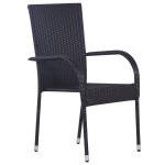 vidaXL Set mobilier de grădină, 5 piese, negru, poliratan