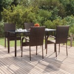 vidaXL Set mobilier de grădină, 5 piese, maro, poliratan vidaXL Set mobilier de grădină, 5 piese, maro, poliratan