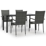 vidaXL Set mobilier de grădină, 5 piese, gri, poliratan vidaXL Set mobilier de grădină, 5 piese, gri, poliratan