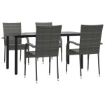vidaXL Set mobilier de grădină, 5 piese, gri, poliratan vidaXL Set mobilier de grădină, 5 piese, gri, poliratan