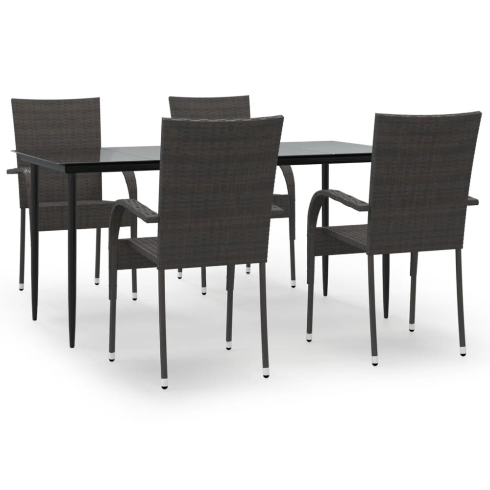 vidaXL Set mobilier de grădină, 5 piese, maro, poliratan