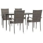vidaXL Set mobilier de grădină, 5 piese, gri, poliratan vidaXL Set mobilier de grădină, 5 piese, gri, poliratan