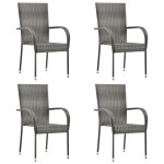 vidaXL Set mobilier de grădină, 5 piese, gri, poliratan vidaXL Set mobilier de grădină, 5 piese, gri, poliratan