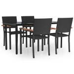 vidaXL Set mobilier de grădină, 5 piese, negru, poliratan