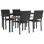 vidaXL Set mobilier de grădină, 5 piese, negru, poliratan