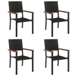 vidaXL Set mobilier de grădină, 5 piese, negru, poliratan