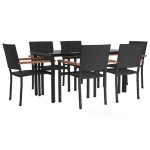 vidaXL Set mobilier de grădină, 7 piese, negru, poliratan