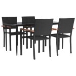 vidaXL Set mobilier de grădină, 5 piese, negru, poliratan