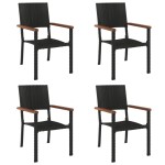 vidaXL Set mobilier de grădină, 5 piese, negru, poliratan