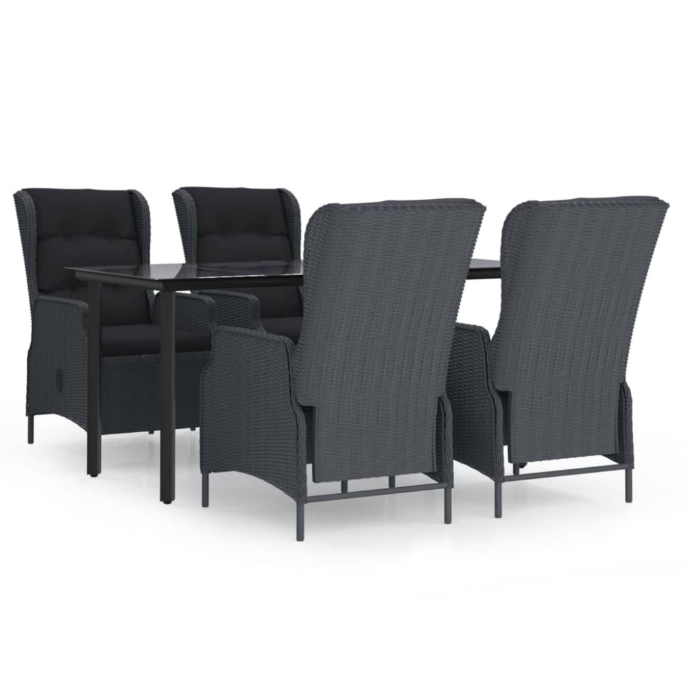 vidaXL Set mobilier de grădină, 5 piese, gri închis, poliratan