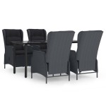 vidaXL Set mobilier de grădină, 5 piese, gri închis, poliratan vidaXL Set mobilier de grădină, 5 piese, gri închis, poliratan