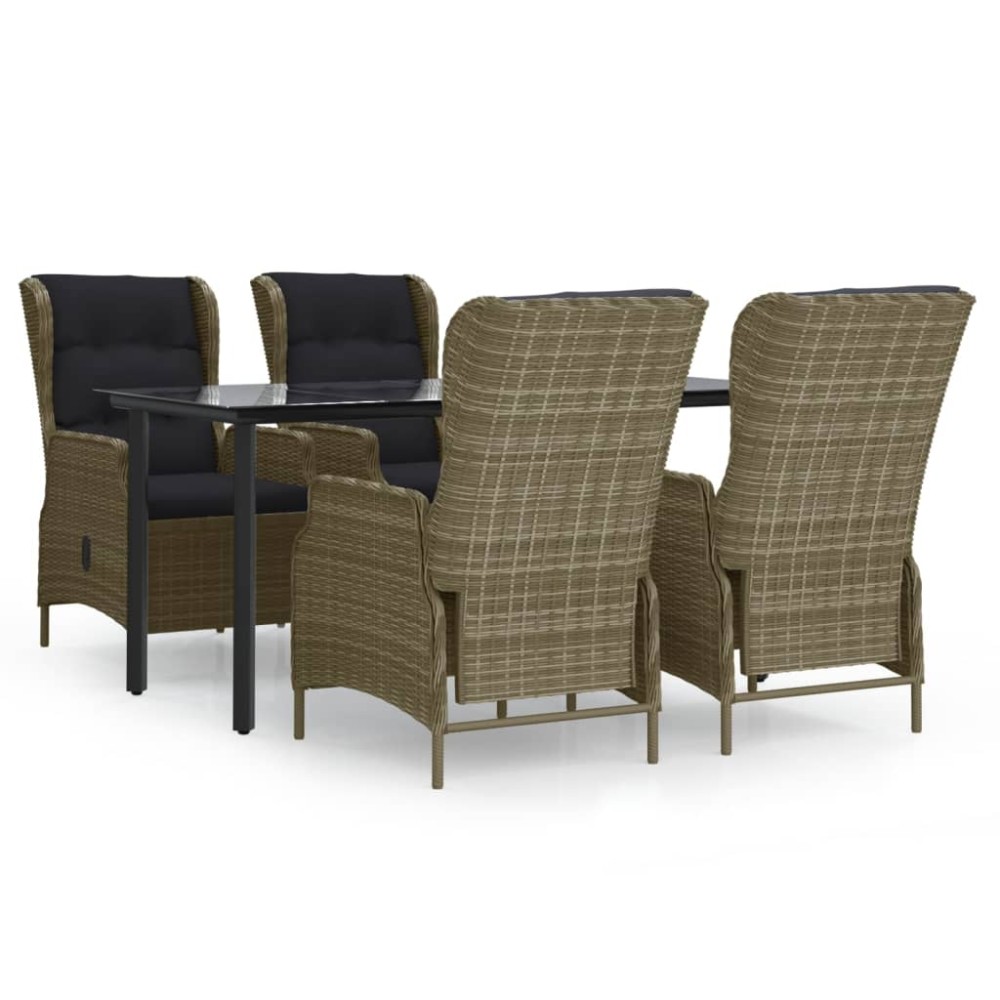 vidaXL Set mobilier de grădină, 5 piese, maro, poliratan