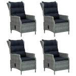 vidaXL Set mobilier de grădină, 5 piese, gri deschis, poliratan