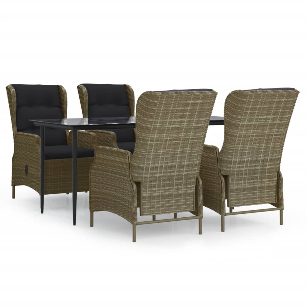 vidaXL Set mobilier de grădină, 5 piese, maro, poliratan