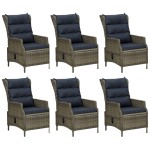 vidaXL Set mobilier de grădină, 7 piese, maro, poliratan