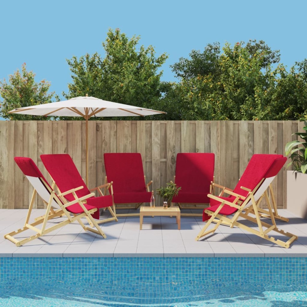 vidaXL Prosoape de plajă, 6 buc., vișiniu, 60x135 cm, textil, 400 GSM