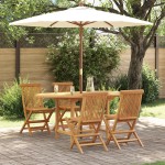 Set de dining pentru gradină 5 piese din lemn masiv de tec Set de dining pentru gradină 5 piese din lemn masiv de tec