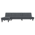vidaXL Canapea extensibilă în formă de L gri 255x140x70 cm catifea