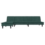 vidaXL Canapea extensibilă în formă de L verde 255x140x70 cm catifea