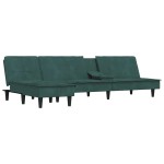 vidaXL Canapea extensibilă în formă de L verde 255x140x70 cm catifea