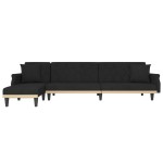 vidaXL Canapea extensibilă în formă de L negru 271x140x70 cm catifea