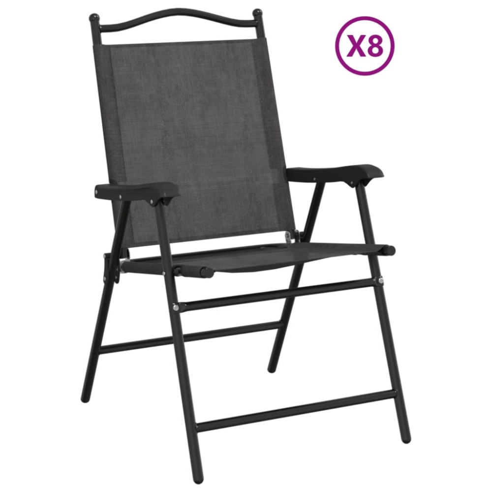 vidaXL Scaune pliante de grădină, 8 buc., gri melange, oțel/textilene