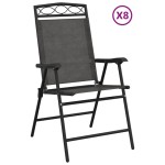 vidaXL Scaune pliante de grădină, 8 buc., gri melange, oțel/textilene vidaXL Scaune pliante de grădină, 8 buc., gri melange, oțel/textilene