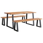 vidaXL Set de masă din 3 piese, margini naturale, lemn masiv de acacia