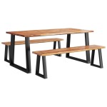 vidaXL Set de masă din 3 piese, margini naturale, lemn masiv de acacia vidaXL Set de masă din 3 piese, margini naturale, lemn masiv de acacia