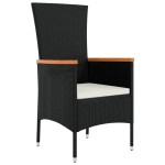 vidaXL Set mobilier de grădină cu perne, 9 piese, negru, poliratan