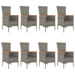 vidaXL Set mobilier grădină cu perne, 9 piese, gri, poliratan vidaXL Set mobilier grădină cu perne, 9 piese, gri, poliratan