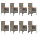 vidaXL Set mobilier grădină cu perne, 9 piese, gri, poliratan