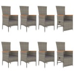 vidaXL Set mobilier grădină cu perne, 9 piese, gri, poliratan