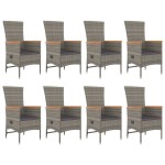 vidaXL Set mobilier grădină cu perne, 9 piese, gri, poliratan
