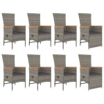vidaXL Set mobilier grădină cu perne, 9 piese, gri, poliratan