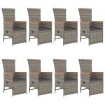 vidaXL Set mobilier grădină cu perne, 9 piese, gri, poliratan vidaXL Set mobilier grădină cu perne, 9 piese, gri, poliratan
