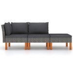 vidaXL Set mobilier grădină, 3 piese, poliratan & lemn masiv eucalipt vidaXL Set mobilier grădină, 3 piese, poliratan & lemn masiv eucalipt