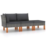 vidaXL Set mobilier grădină, 3 piese, poliratan & lemn masiv eucalipt vidaXL Set mobilier grădină, 3 piese, poliratan & lemn masiv eucalipt